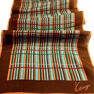Vintage Kenzo Striped Silk Scarf W/Hand-rolled Hem